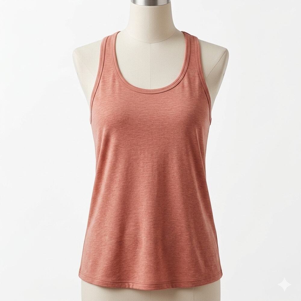Anvil Orange Heather Racerback Tank Top Small S High Low Lightweight Athleisure